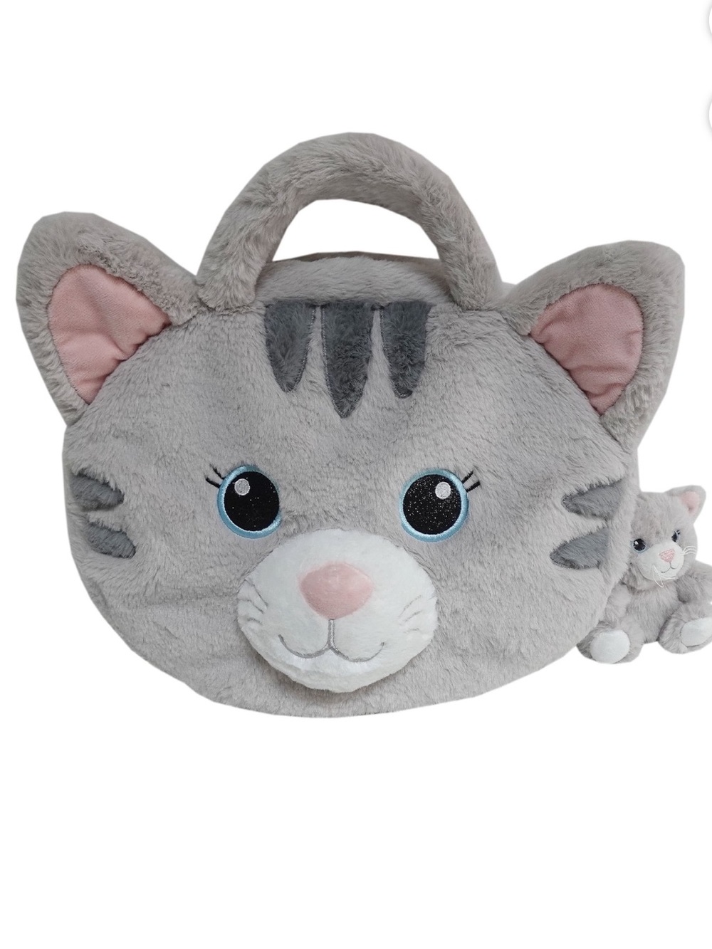 New Gray Kitty Handbag Backpack with Pink Accents